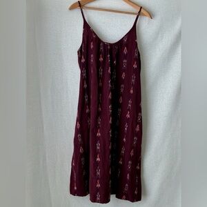 Madewell Xs 100% cotton Ikat Woven sundress pocket Hippie Boho Maroon Plum